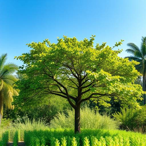 Albero che cresce rigoglioso in un ambiente verde e sano, simbolo di investimenti sostenibili