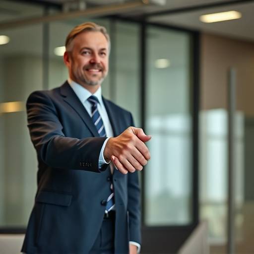 Antonio Verdi, manager in giacca e cravatta, stringe la mano ad un consulente