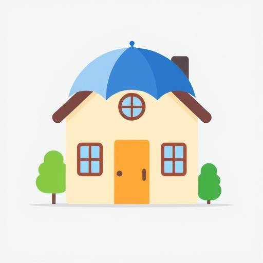 Icona di una casa con un ombrello sopra che rappresenta la protezione del patrimonio.