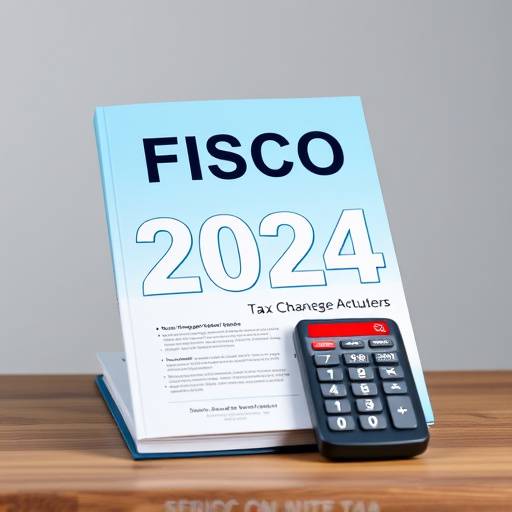 Libro con la scritta 'Fisco 2024' e una calcolatrice, simbolo delle novit&agrave; fiscali