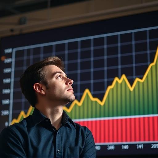 Persona che guarda pensierosa un grafico economico in discesa, simbolo di incertezza economica